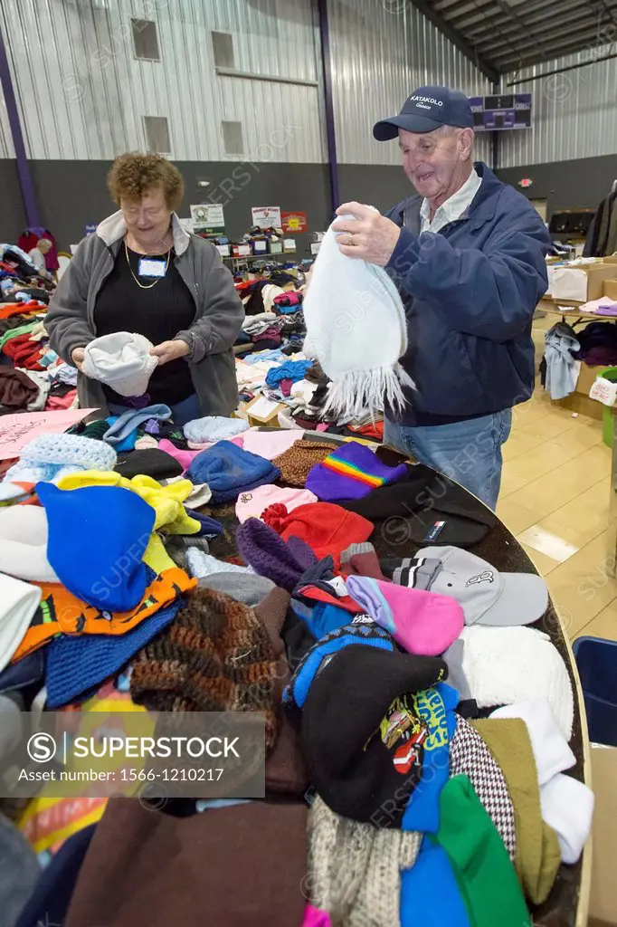 Manahawkin, New Jersey - Volunteers at the King of Kings Church sort donated clothing for people displaced by Hurricane Sandy  The church filled its s...