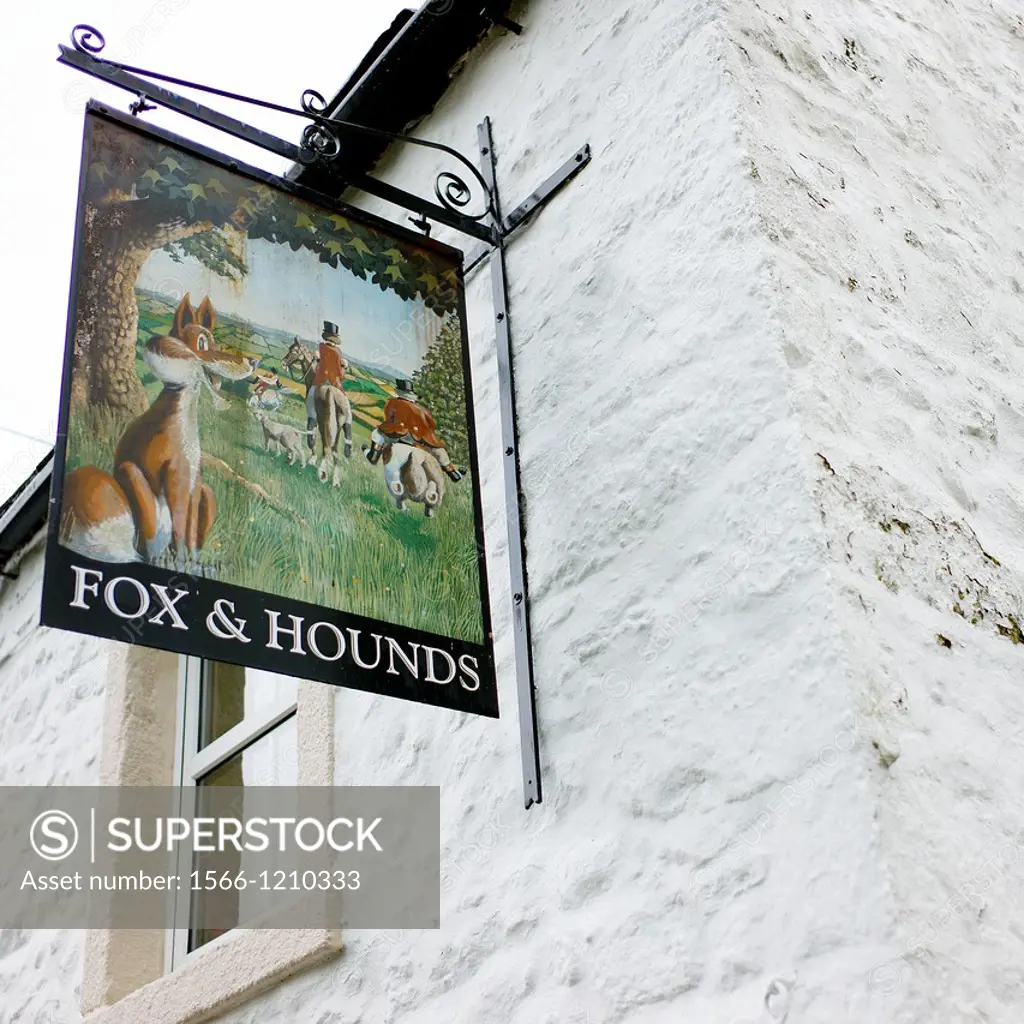 UK, England, Yorkshire Dales, Starbotton, Pub announcement, fox and hounds