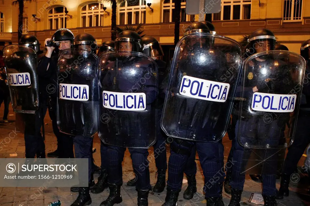 Members of riot police deployed in Madrid, Spain on November 14, 2012, day of general strike  Madrid, Spain