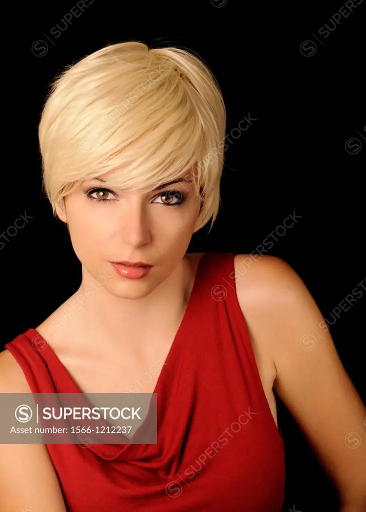Pretty girl with short light blond hair