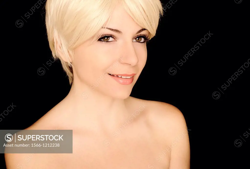 Pretty girl with short light blond hair