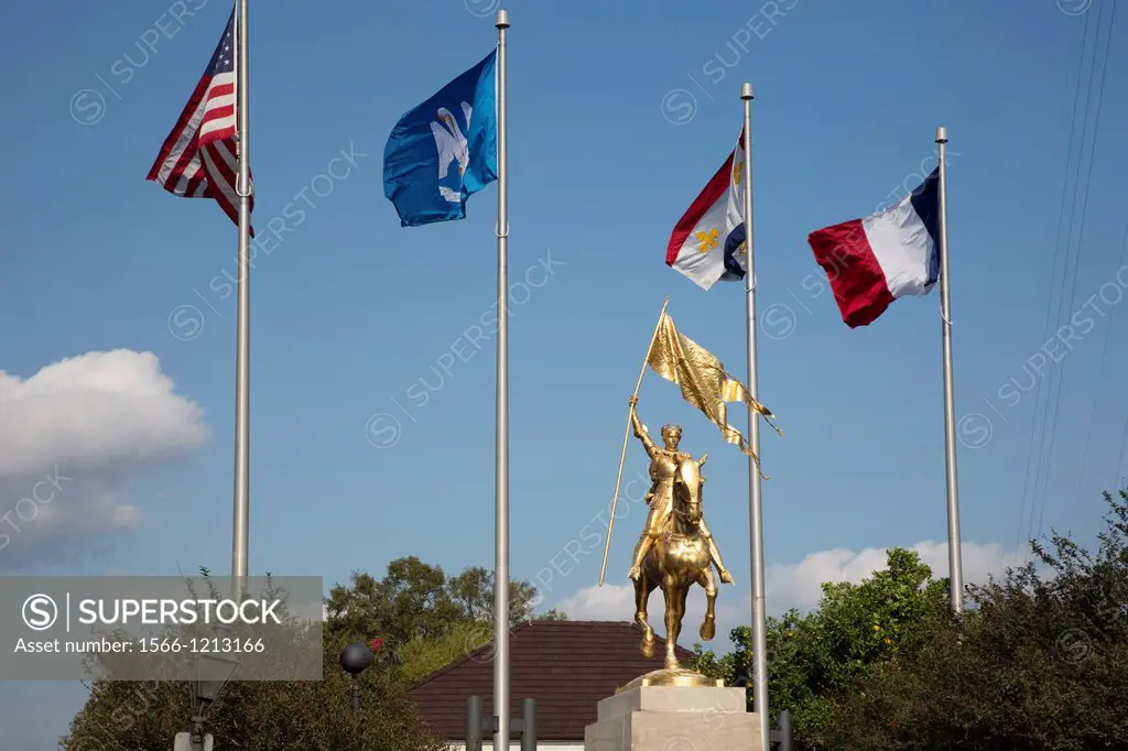 New Orleans, Louisiana - Statue of Joan of Arc on horseback in the French Quarter  The statue was a gift from the people of France to the City of New ...