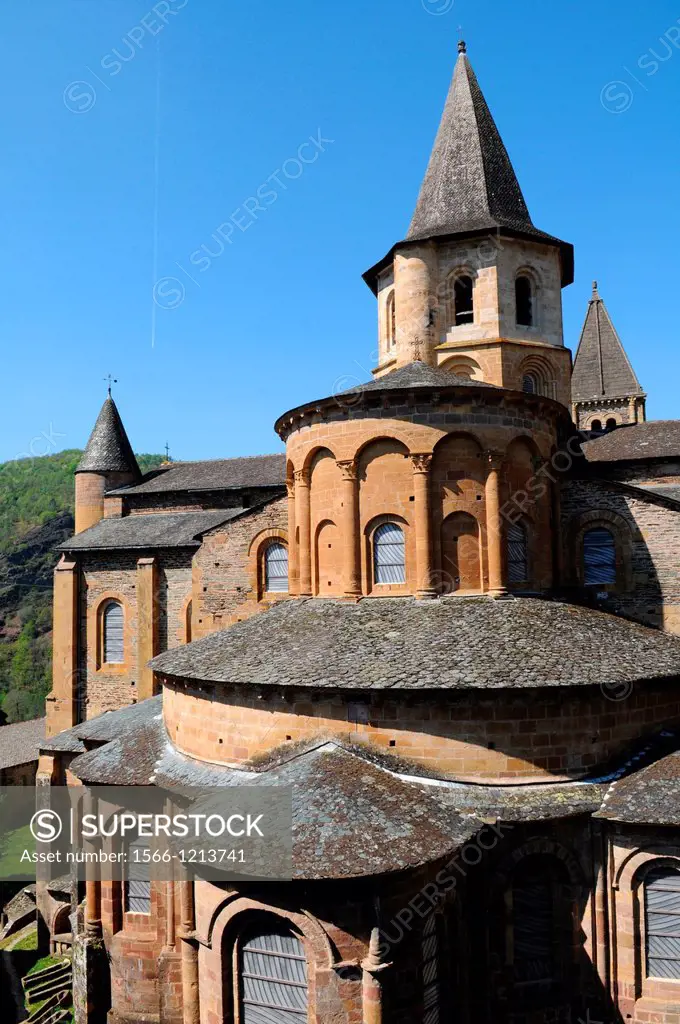The Sainte-Foy abbey-church in Conques, Aveyron, Midi-Pyrénées, France.