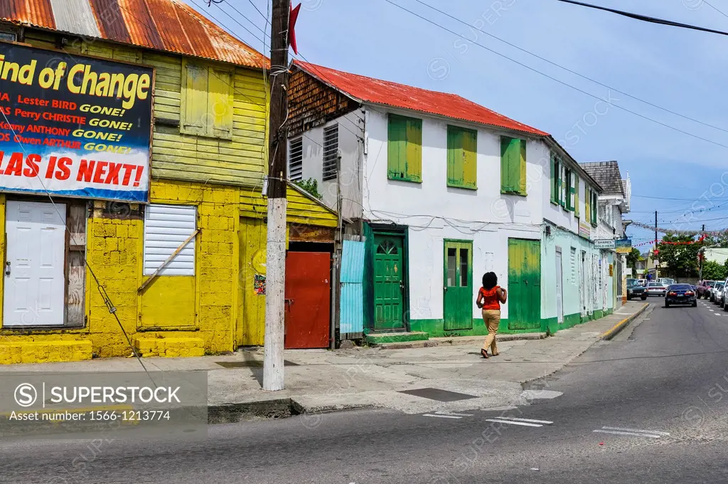 Caribbean, Saint Kitts and Nevis, Basseterre, Street scene