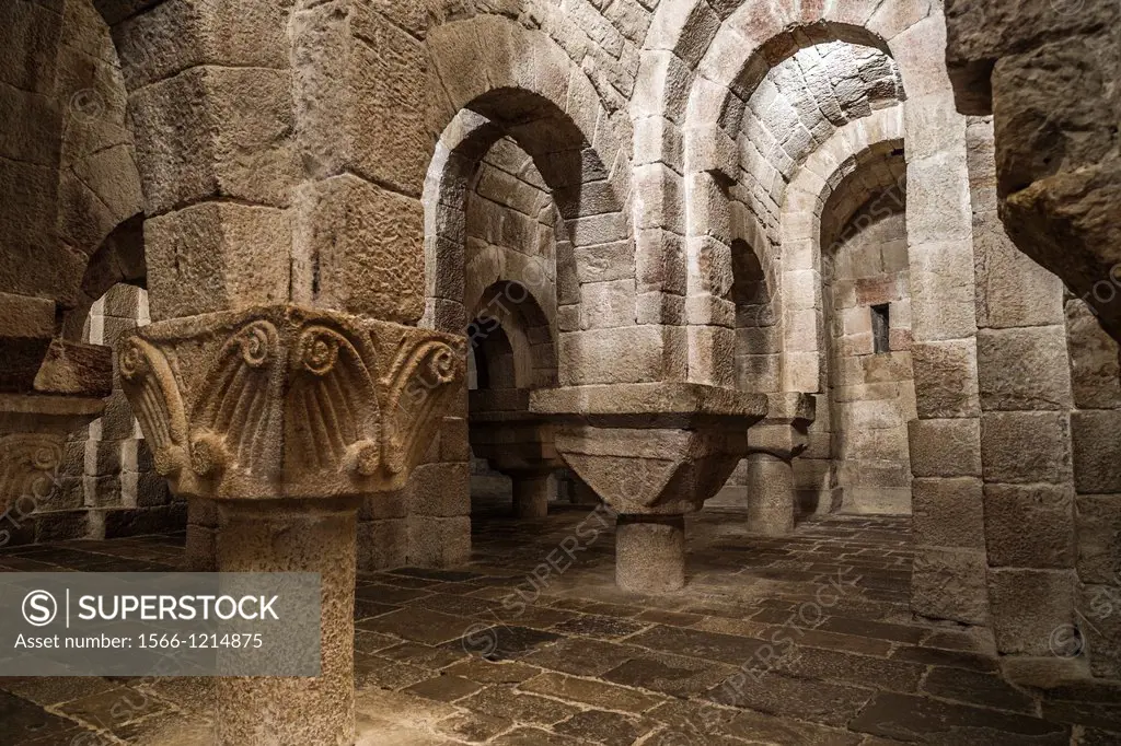 Crypt of the Church of St. Salvador in Monasterio de Leyre. Navarre, Spain.