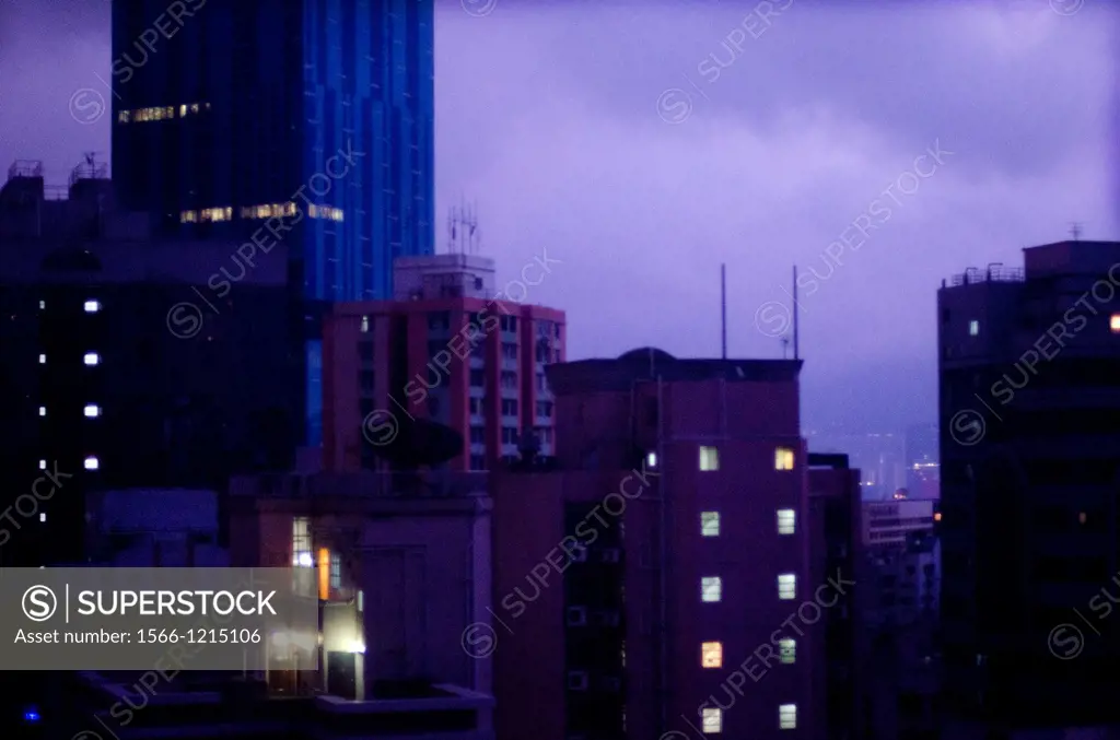 vista nocturna de edificios de Hong Kong, Asia, China, night view of buildings in Hong Kong, Asia, China,