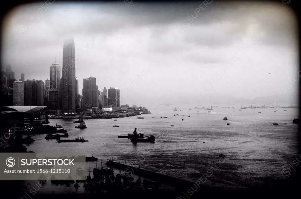 vista general de la bahia de Hong Kong, asia, china , General view of the bay of Hong Kong, Asia, China 