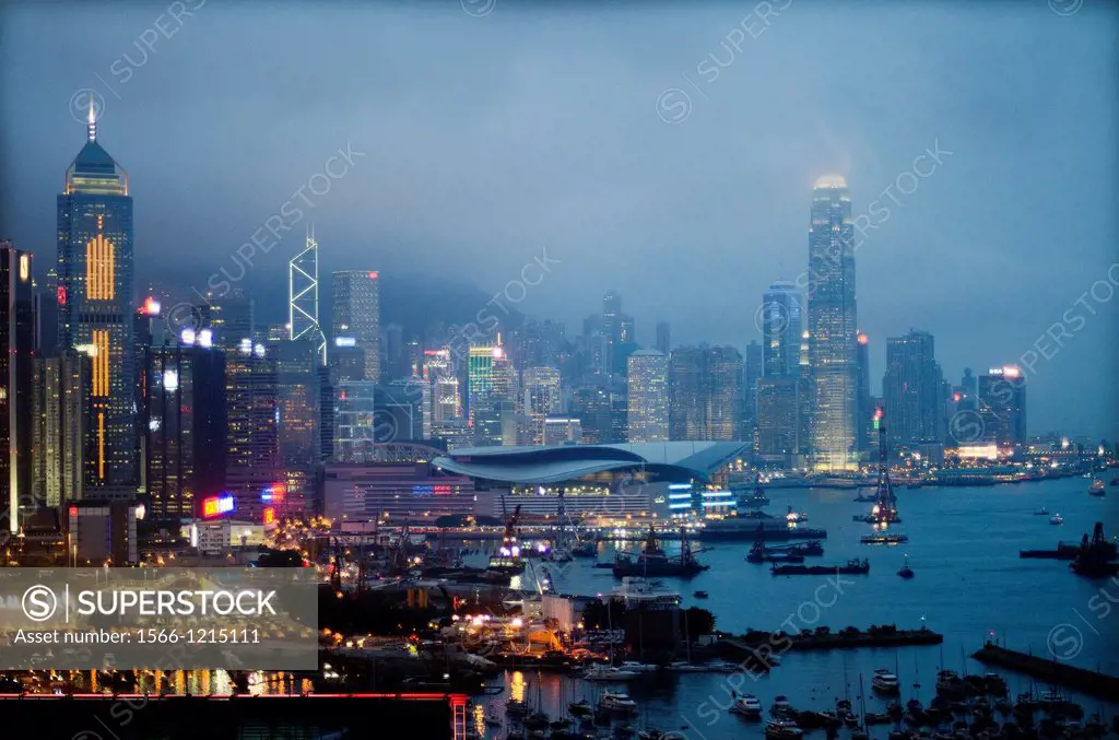 vista general de la bahia de Hong Kong, asia, china , General view of the bay of Hong Kong, Asia, China 