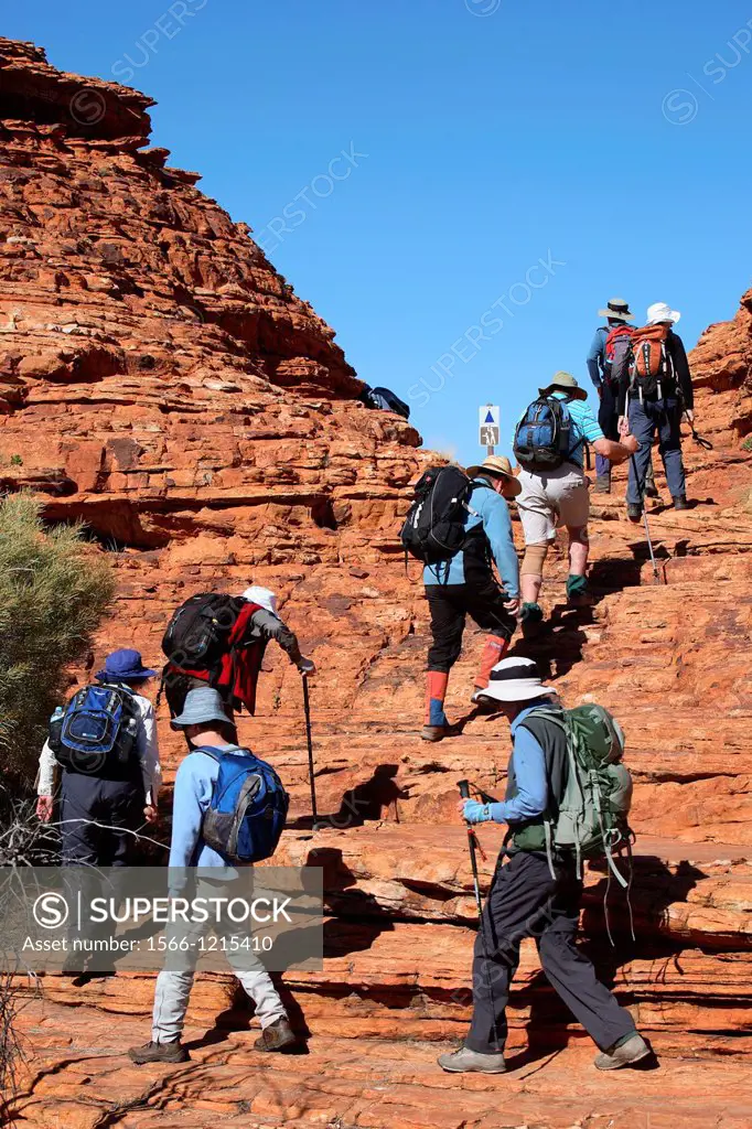 Bushwalkers at Kings Canyon, Watarrka national Park, Central Australia