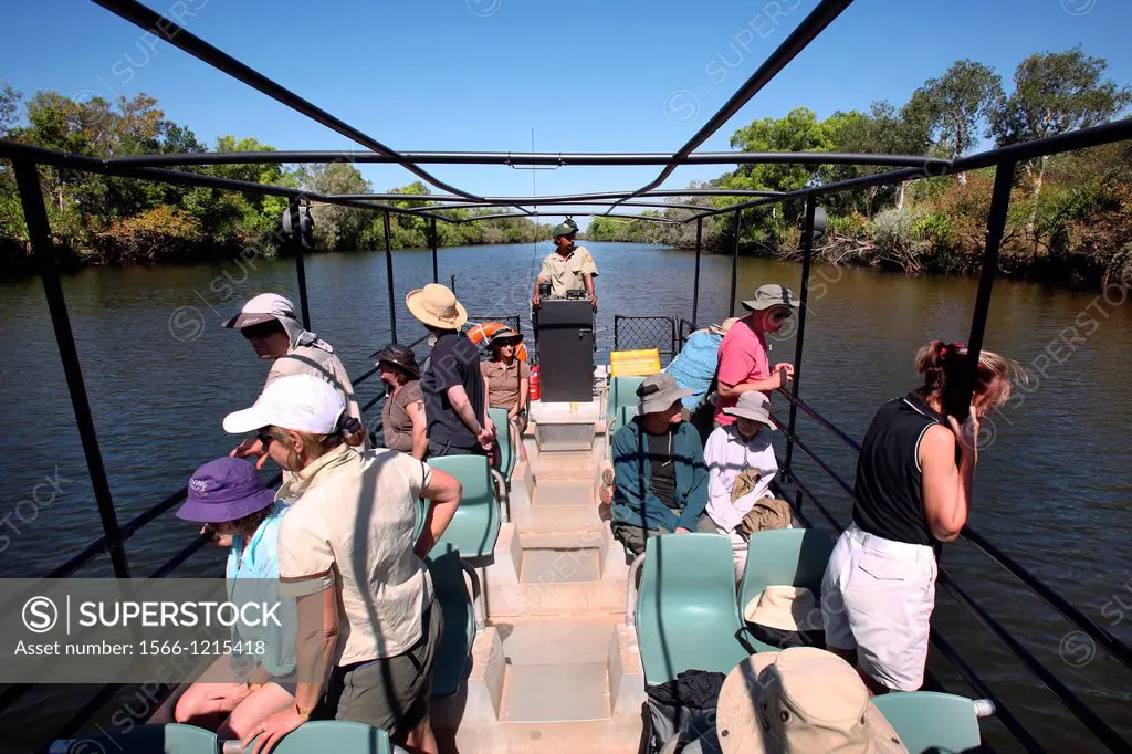 Boat cruise on the Djarradjin Billabong in Kakadu National Park  Northern Territory, Australia