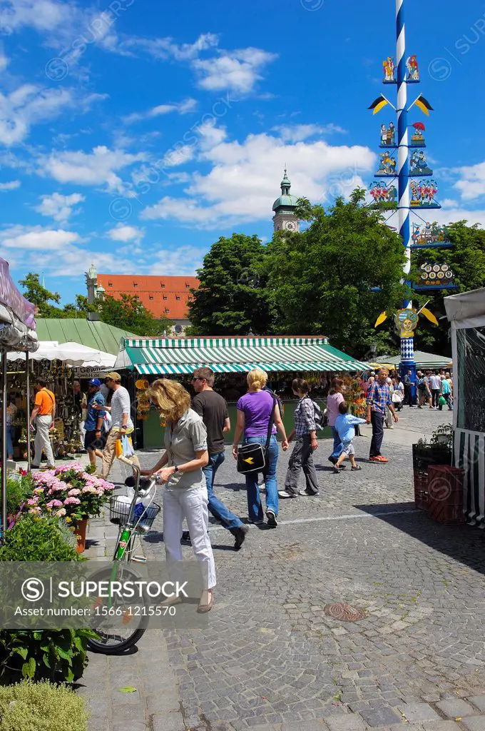 Munich, Viktualienmarkt , Market square, Bavaria, Germany, Europe.