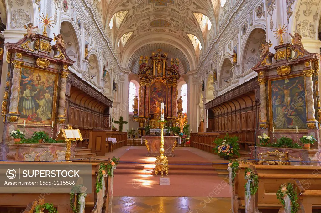 Steingaden, Upper Bavaria, St  John the Baptist Abbey church, Bavaria, Germany.