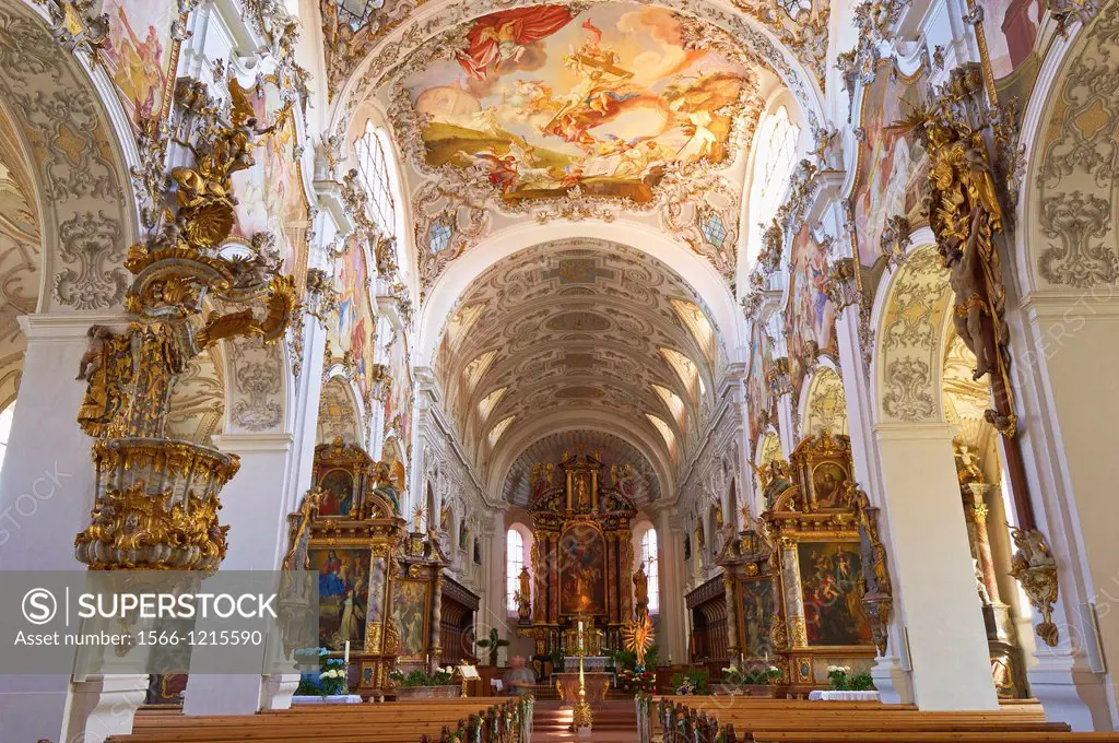 Steingaden, Upper Bavaria, St  John the Baptist Abbey church, Bavaria, Germany.