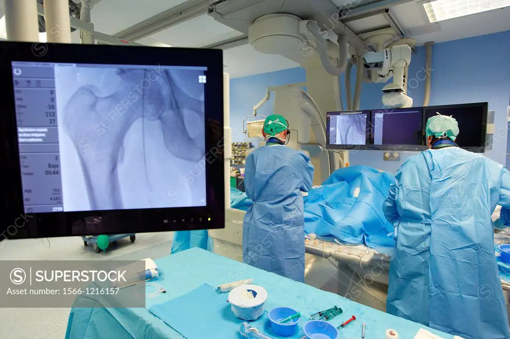 Angioplasty Distal, Vascular Interventional Radiology, Operating Room, Surgery, Hospital Donostia, San Sebastian, Gipuzkoa, Basque Country, Spain