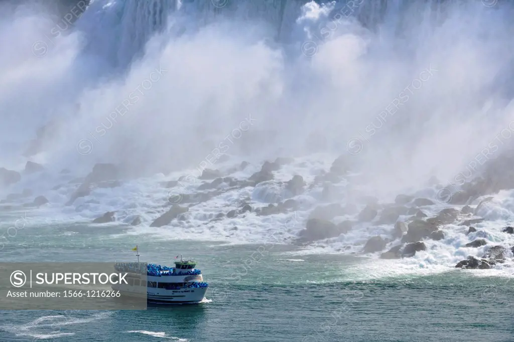 Maid of the Mist tour boat on the Niagara River, Niagara Falls, Ontario, Canada
