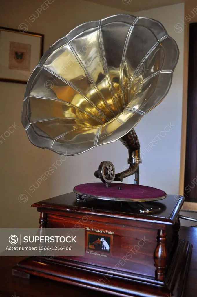 Mauritius, Belle Mare, old gramophone at The Residence Resort