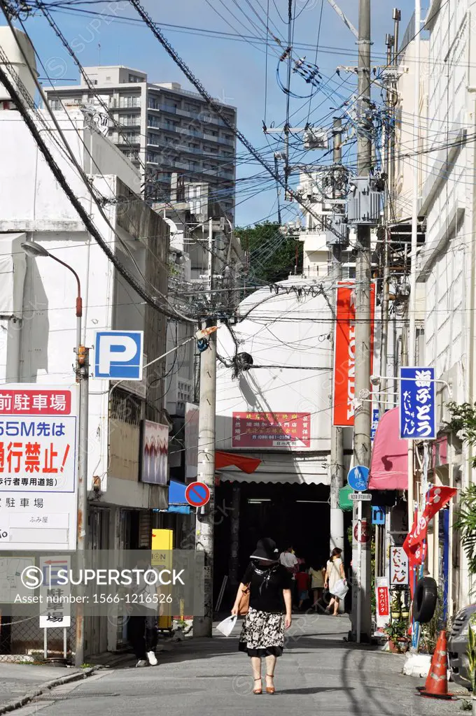 Naha, Okinawa, Japan, street in Makishi neighborhood