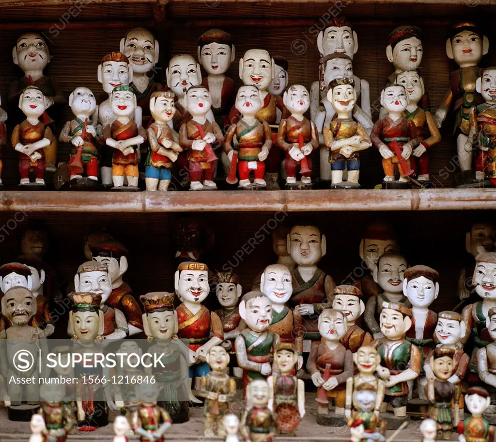 Water puppets in Hanoi in Vietnam in Southeast Asia Far East 