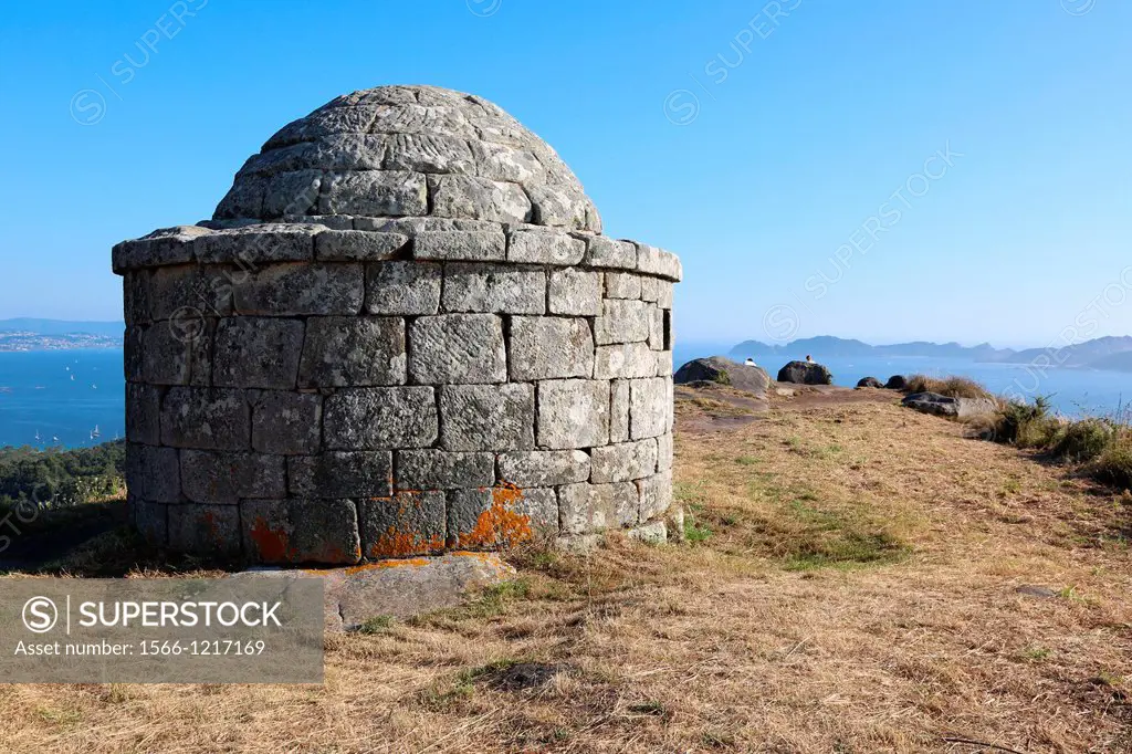 Poblado Castrexo Monte do Facho, The Iron-Age settlement of the Facho Mountain, Cabo de Home, Ria de Vigo, Cangas, Pontevedra province, Galicia, Spain...