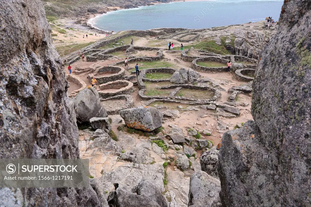 Ruins of the human settlement of Castro de Baroña, near of Porto do Son, A Coruña province, Galicia, Spain.