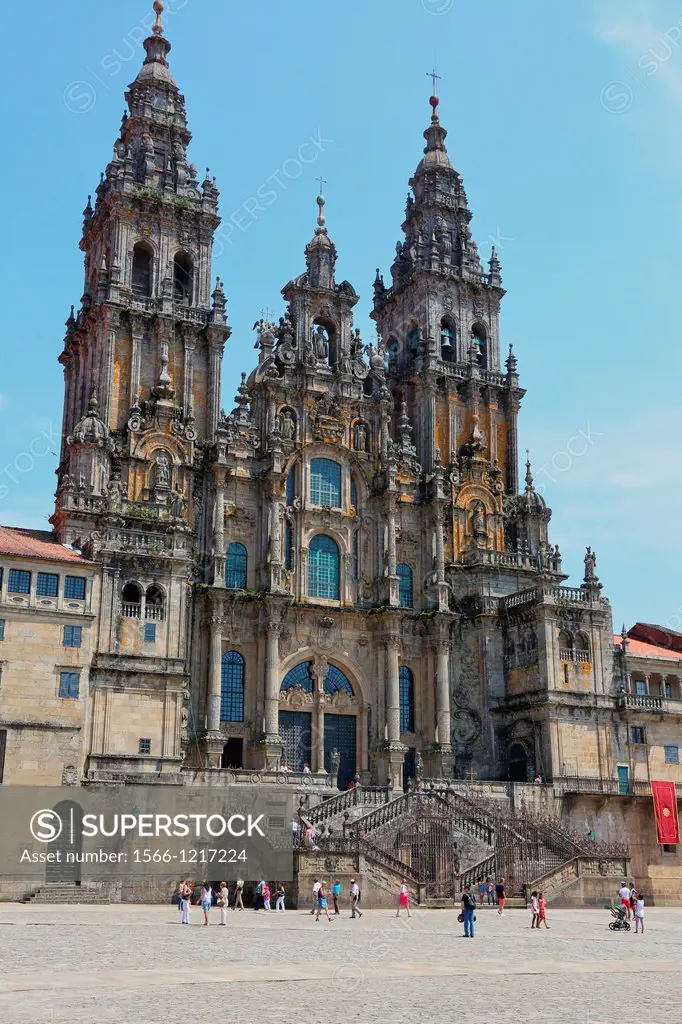 Catedral, Praza do Obradoiro, Santiago de Compostela, A Coruña province, Galicia, Spain.