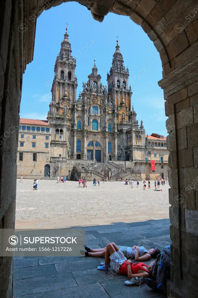Catedral, Praza do Obradoiro, Santiago de Compostela, A Coruña province, Galicia, Spain.