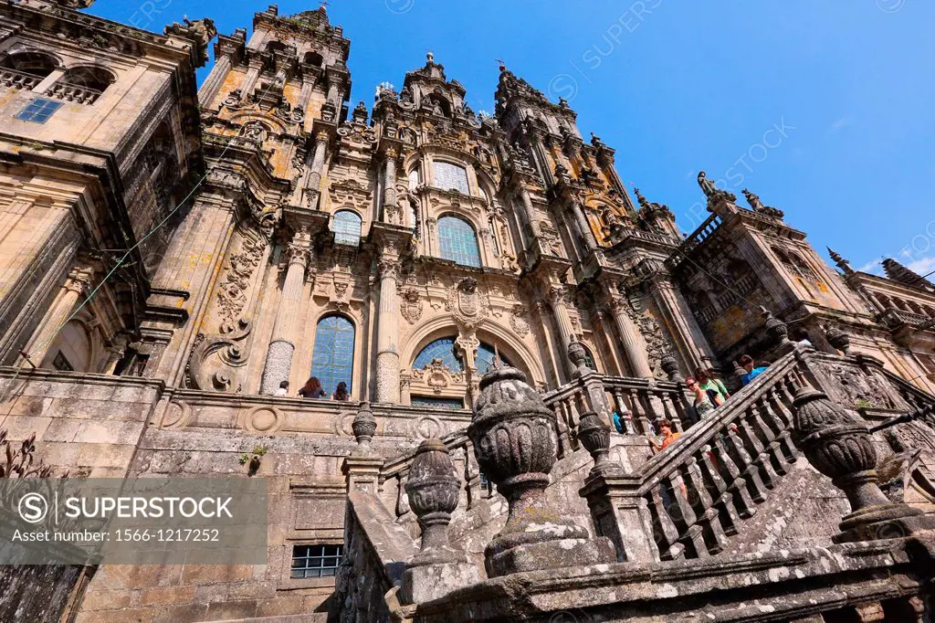 Cathedral, Praza do Obradoiro, Santiago de Compostela, A Coruña province, Galicia, Spain.