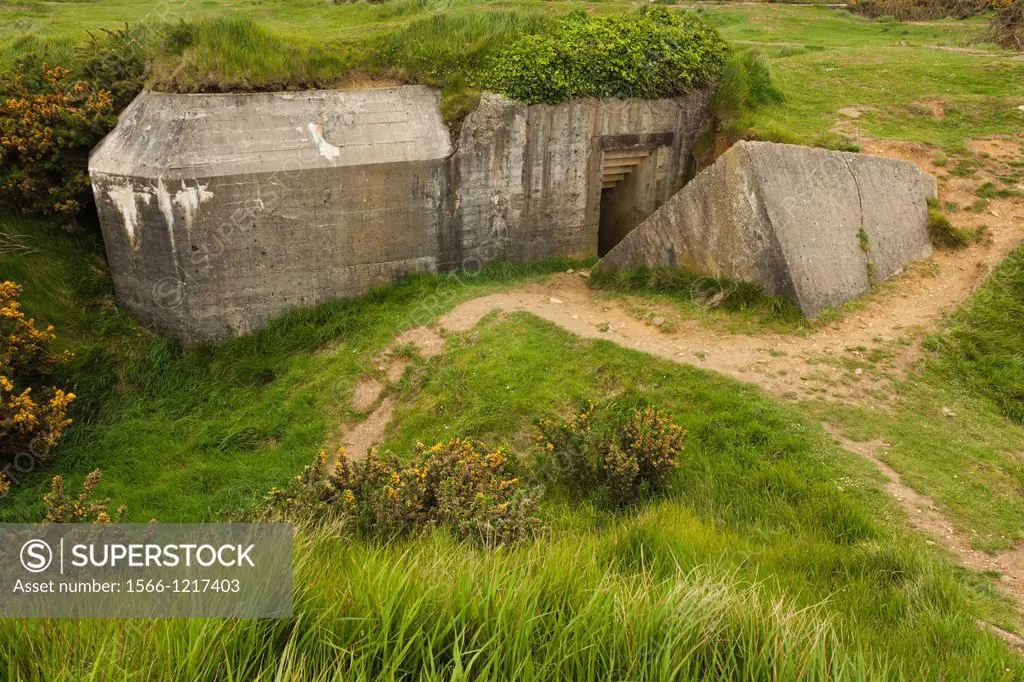 France, Normandy Region, Calvados Department, D-Day Beaches Area, St-Pierre du Mont, Pointe du Hoc US Ranger Memorial, ruins of WW2-era German bunker