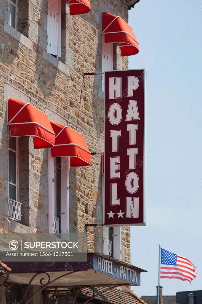 France, Normandy Region, Manche Department, Avranches, detail of the Hotel Patton