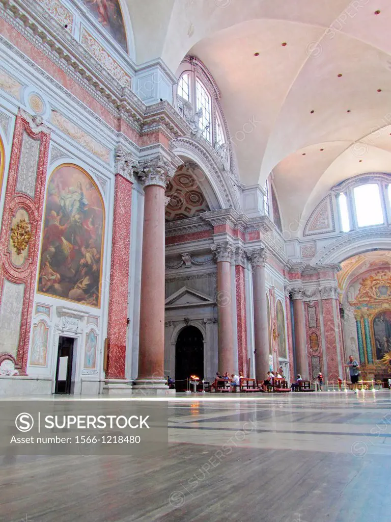 Interior of the Basilica de Santa Maria Degli Angeli e Dei Martiri, built in the Tepidarium of Diocletian baths  Piazza Della Repubblica  Rome, Lazio,...