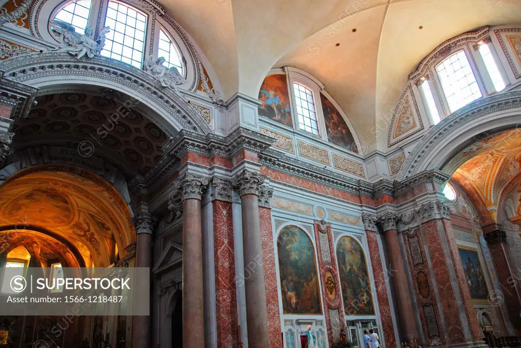 Interior of the Basilica de Santa Maria Degli Angeli e Dei Martiri, built in the Tepidarium of Diocletian baths  Piazza Della Repubblica  Rome, Lazio,...