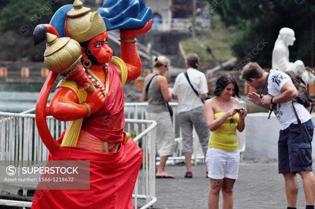Mauritius, Hanumans statue at the Hindu temple of the Grand Basssin