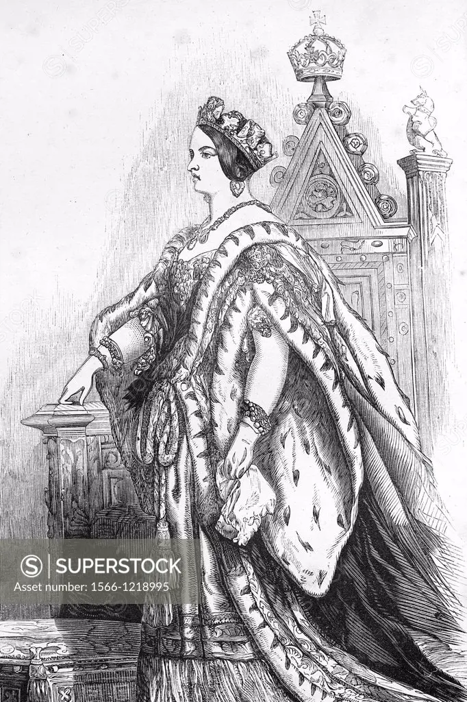 Queen Victoria  Antique illustration, 1856