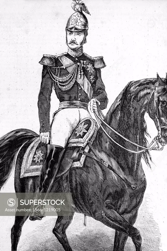Alexander II  Russian emperor  1818-1881  Antique illustration, 1856