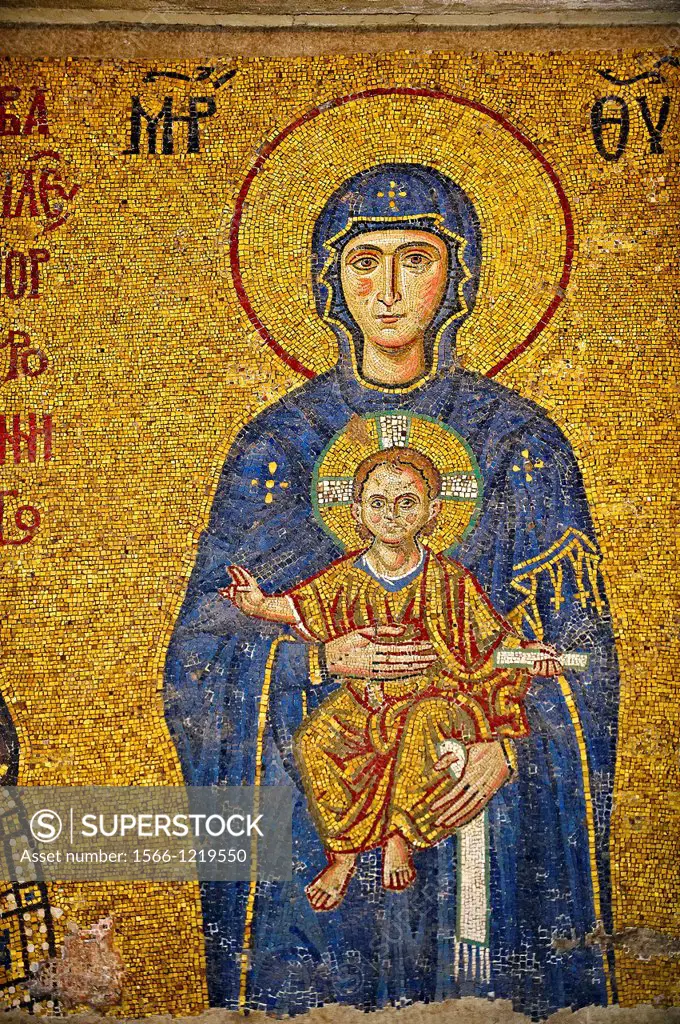 12th Century Byzantine mosaic of The Madonna & Child, Hagia Sophia, Istanbul, Turkey