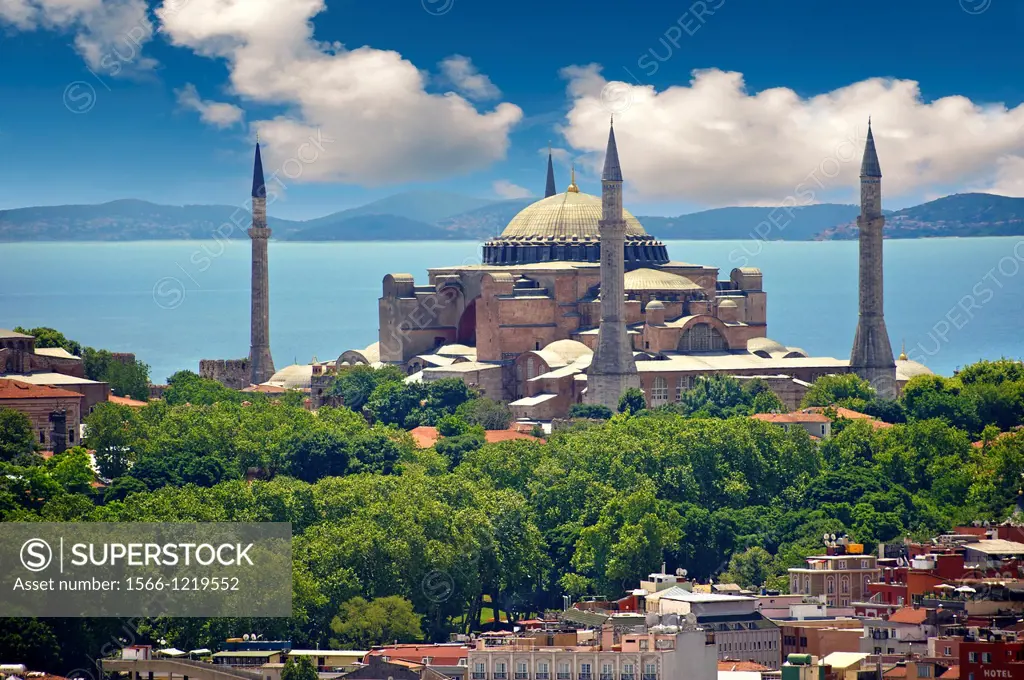 The exterior of the 6th century Byzantine Eastern Roman Hagia Sophia  Ayasofya  built by Emperor Justinian  The size of the dome was un-surpassed unti...