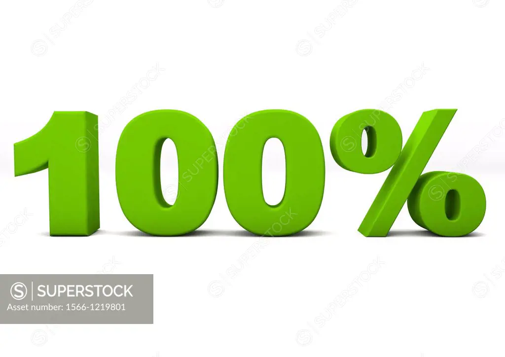 3D render of a green 100 isolated on a white background - Cutout
