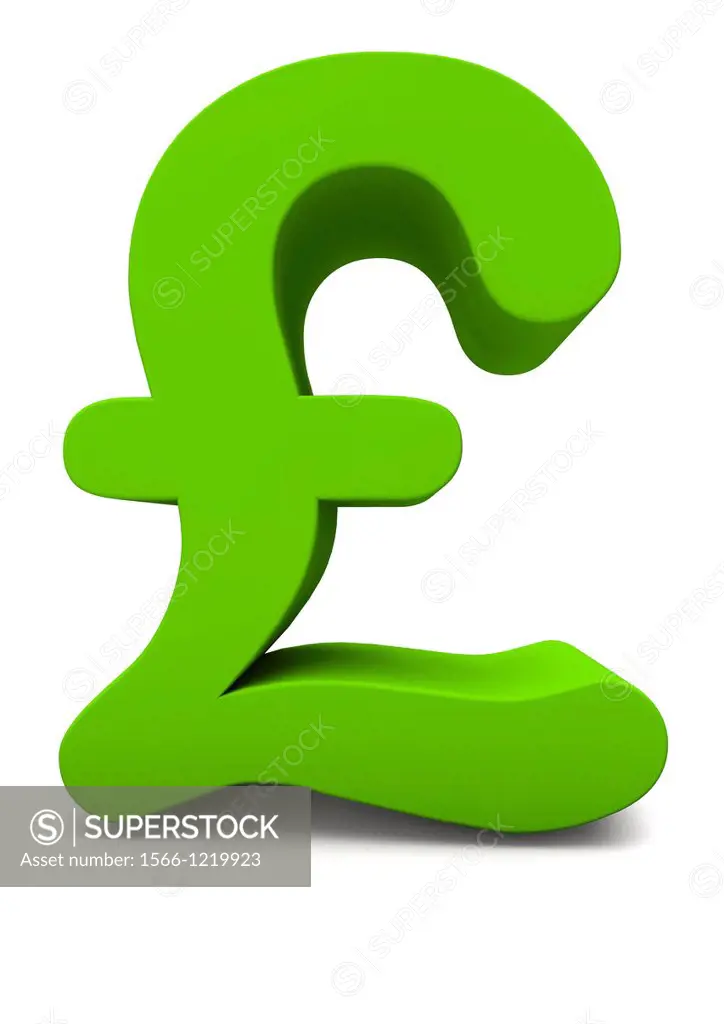 3D render of a green pound sign on white background