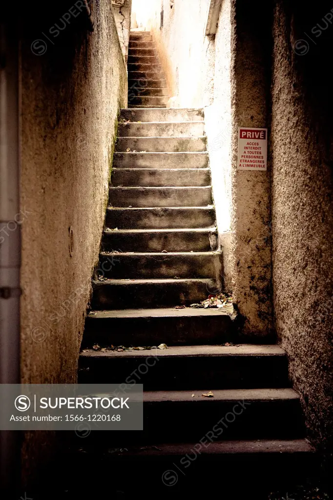 Stairs in Rocamadour, Perigordo, Dordogne, France
