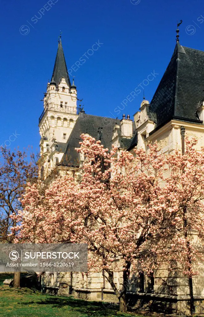 The romantic manor house in Budmerice during springtime, Slovakia
