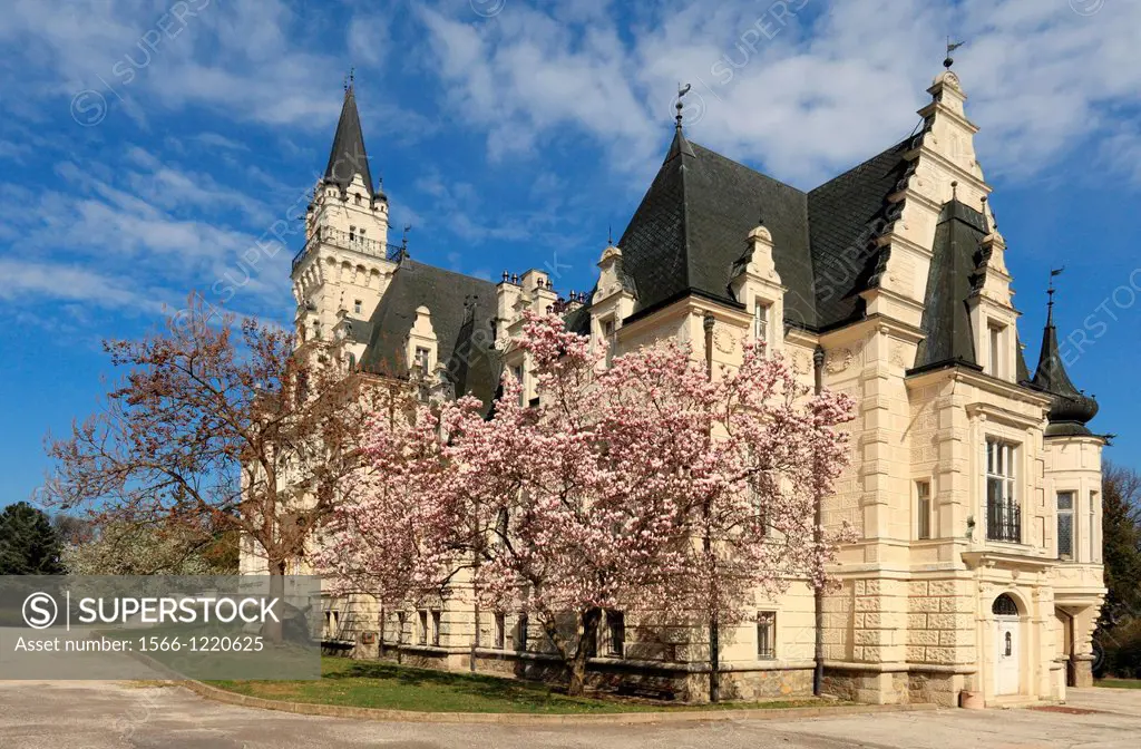 The romantic manor house in Budmerice during springtime, Slovakia