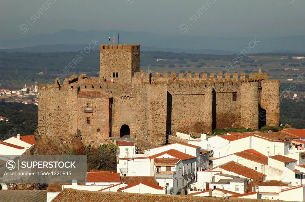 Castle and town, Segura de Leon, Badajoz-province, Spain,