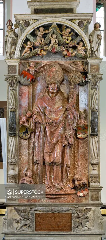 Grave stone Bishop Lorenz von Bibra, Kilian Cathedral, Würzburg, Bavaria, Germany