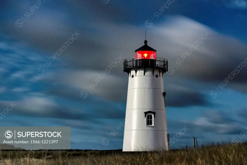 Moon lit Edgartown Lighthouse, Martha´s Vineyard, Massachusetts, USA