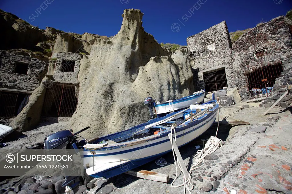 Boat at Pollara, Salina, Aeolian Islands, Sicily, Italy