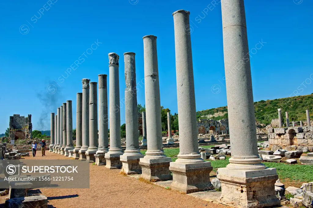 Columns of the Roman Agora of Perge  Perge Perga archaeological site, Turkey