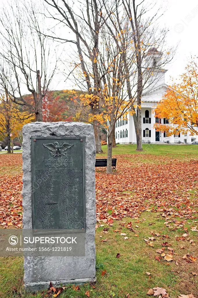 World War II Honor Roll, town common, Newfane, Vermont