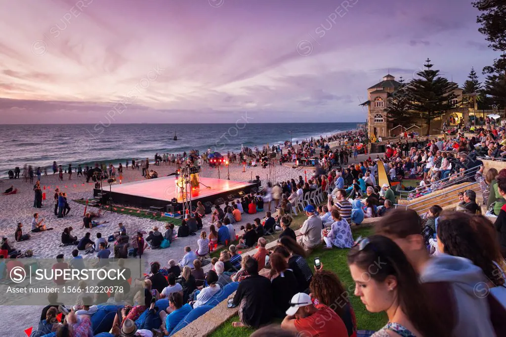 Australia, Western Australia, Cottesloe, Cottesloe Beach concert, evening.