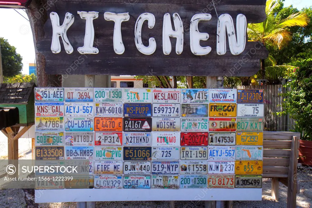 Florida, Florida Keys, Key Largo, US Route 1 One, Overseas Highway, Mrs  Macs Kitchen, license plate collection,