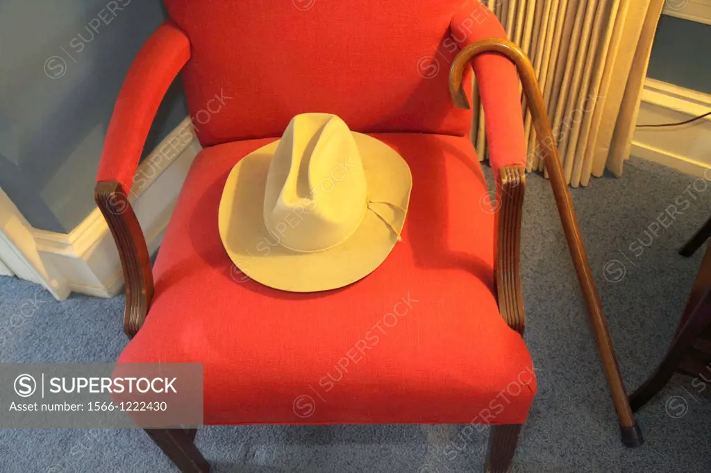 Florida, Florida Keys, Key West, Front Street, The Little White House, Harry S  Truman, president, winter home, inside, exhibit, furniture, chair, hat...
